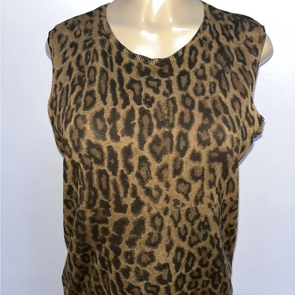 Ralph Lauren Animal Print Silk Blend Sleeveless Top Size L New - Picture 1 of 5